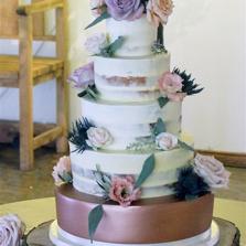 Semi Naked Cake with Iced Rose Gold Bottom Tier